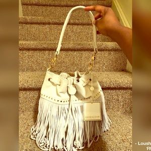 Shiraleah cream bucket drawstring handbag NWT